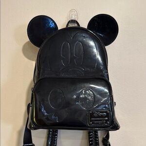 💙Loungefly Black Vinyl Disney blackout Cosplay Backpack Mickey Mouse Emo Grunge